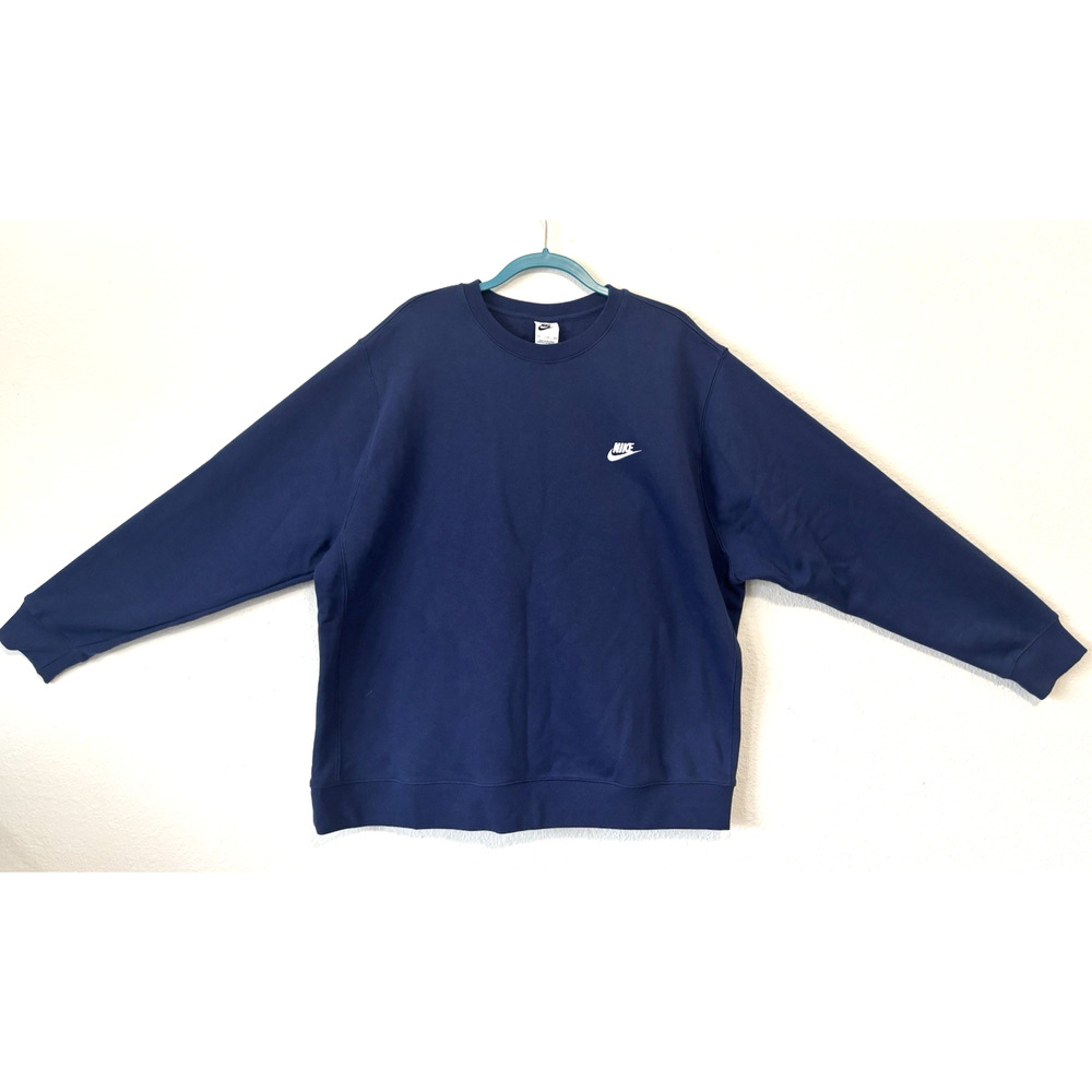 Nike Embroidered Swoosh‎ Sweatshirt Vintage Y2K Crewneck Pullover Navy XXL